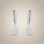 Load image into Gallery viewer, Heart Shape Hoop Earrings 925 Sterling Silver Dangler Earrings