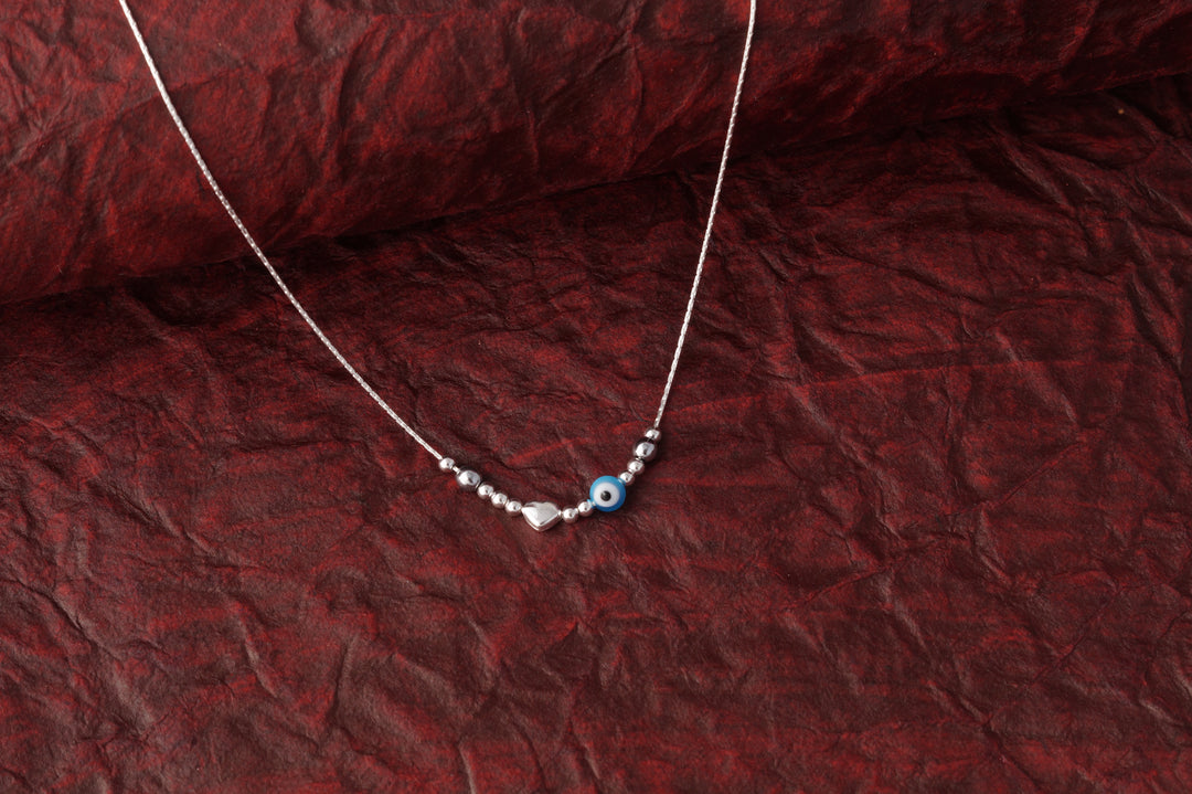 Evil Eye 925 Sterling Silver Necklace with Adjustable Length