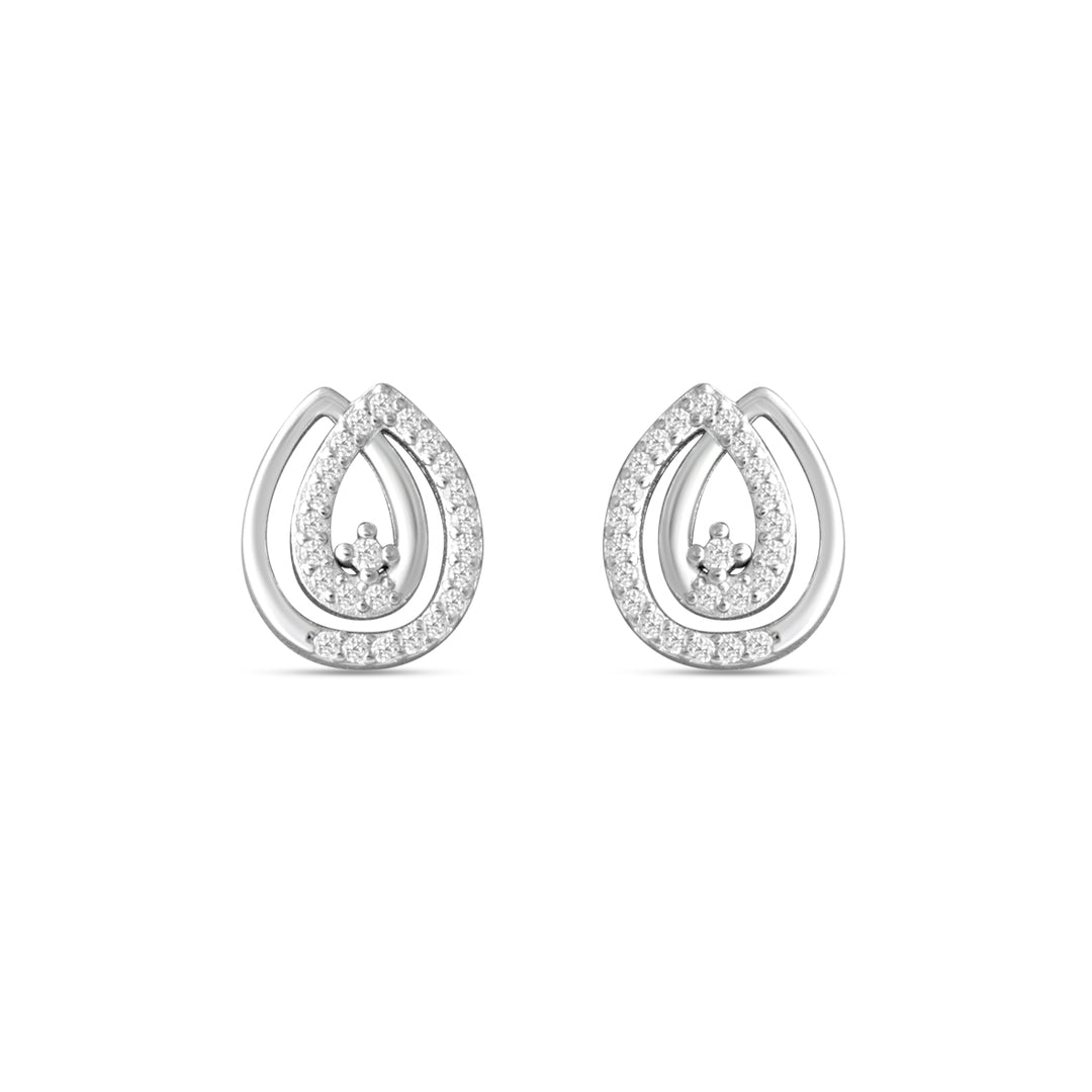 Priyam 925 Sterling Silver Rhodium-Plated Silver Cubic Zirconia Classic Studs Earrings