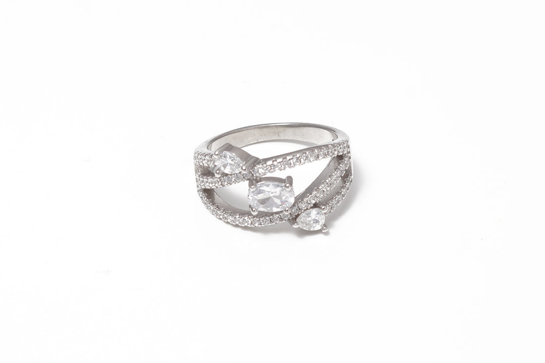 Multi Layered Solitaire 925 Silver Ring