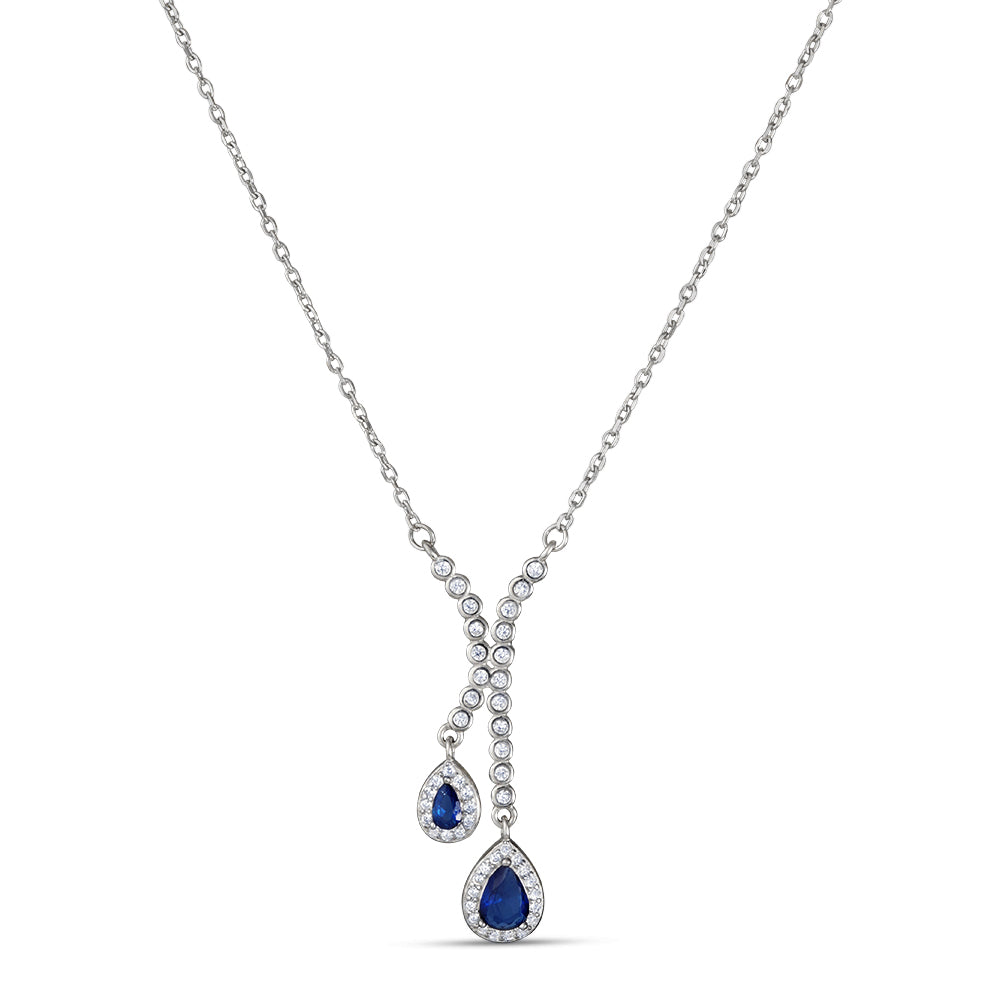 Dual Sway Gemstone 925 Necklace with Adjustable Length