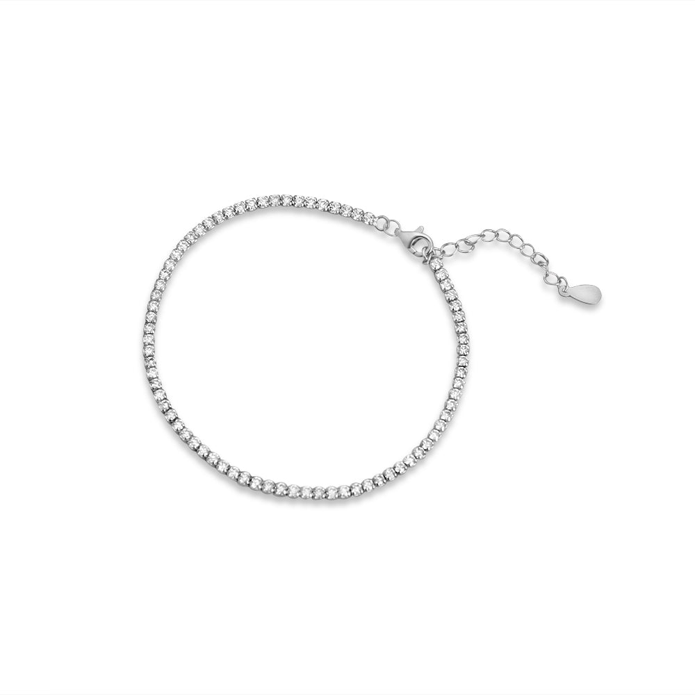 Full  Eternity Tennis 925 Silver Bracelet Adjustable Length