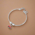 Load image into Gallery viewer, A silver bracelet with a charm in the shape of a car, designed for children.