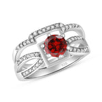Load image into Gallery viewer, Prism Red 925 Sterling Silver Twin Bridal Ring