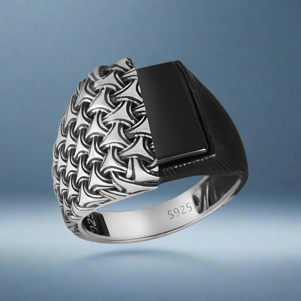 Poseidon Noir 925 Sterling Silver Men's Ring