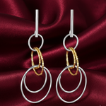 Load image into Gallery viewer, Circles Two Tone 925 Sterling Silver Hook Earrings for Women