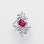 Load image into Gallery viewer, Dazzling 925 Sterling Silver Ruby-Tone Halo Ring with Sparkling Accents