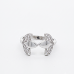 Load image into Gallery viewer, Stylish 925 Silver Open Ring with Dual Crystal Leaf Design