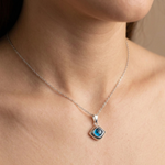 Load image into Gallery viewer, 925 Sterling Silver Evil Eye Shape Pendant Necklace with Adjustable Length