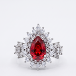 Load image into Gallery viewer, 925 Sterling Silver Ruby Color Pear Shape Halo Ring For Women