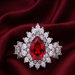 Load image into Gallery viewer, 925 Sterling Silver Ruby Color Pear Shape Halo Ring For Women