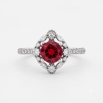 Load image into Gallery viewer, Dazzling 925 Sterling Silver Ruby-Tone Halo Ring with Sparkling Accents