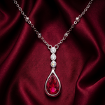 Load image into Gallery viewer, 925 Sterling Silver Ruby Stone Pendant Necklace with Adjustable Length