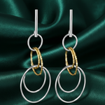 Load image into Gallery viewer, Circles Two Tone 925 Sterling Silver Hook Earrings for Women