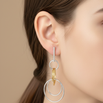 Load image into Gallery viewer, Circles Two Tone 925 Sterling Silver Hook Earrings for Women