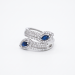 Load image into Gallery viewer, 925 Sterling Silver Blue Color Pear Shape Halo Ring For Women