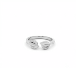 Load image into Gallery viewer, Elegant 925 Sterling Silver Open Ring with Leaf Design & Sparkling Stones