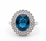Load image into Gallery viewer, Stunning 925 Sterling Silver Red Gemstone Halo Ring with Side Accents