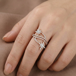 Load image into Gallery viewer, Ethena Star Dazzle 925 Sterling Silver Ring. Adjustable ring size. Fits comfortably between Indian ring size 9 to 17