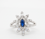 Load image into Gallery viewer, 925 Sterling Silver Marquise Diamond Blue Flower Ring for Women