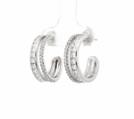 Load image into Gallery viewer, Yamini 925 Sterling Silver Cubic Zirconia Rhodium Plated Hoop Earrings