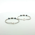 Load image into Gallery viewer, One Pair 925 Silver Nazariya Kada with Two Black Beads (ideal for Newborns to 2 years age)