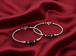 Load image into Gallery viewer, One Pair 925 Silver Nazariya Kada with Two Black Beads (ideal for Newborns to 2 years age)