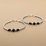 Load image into Gallery viewer, One Pair 925 Silver Nazariya Kada with Two Black Beads (ideal for Newborns to 3 years age)