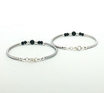 Load image into Gallery viewer, One Pair 925 Silver Nazariya Kada with Two Black Beads (ideal for Newborns to 3 years age)