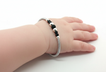 Load image into Gallery viewer, One Pair 925 Silver Nazariya Kada with Two Black Beads (ideal for Newborns to 3 years age)