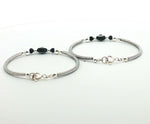 Load image into Gallery viewer, One Pair 925 Silver Nazariya Kada with Two Black Beads (ideal for Newborns to 3 years age)