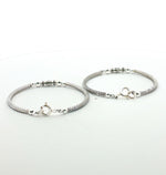 Load image into Gallery viewer, One Pair 925 Silver Nazariya Kada with Two Black Beads (ideal for Newborns to 2 years age)