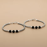 Load image into Gallery viewer, One Pair 925 Silver Nazariya Kada with Two Black Beads (ideal for Newborns to 3 years age)