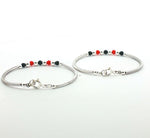 Load image into Gallery viewer, One Pair 925 Silver Nazariya Kada with Two Multicolor Beads (ideal for Newborns to 3 years age)