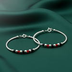 Load image into Gallery viewer, One Pair 925 Silver Nazariya Kada with Two Multicolor Beads (ideal for Newborns to 3 years age)