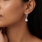 Load image into Gallery viewer, Heart Shape Hoop Earrings 925 Sterling Silver Dangler Earrings