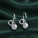 Load image into Gallery viewer, Heart Huggies Solitaire Bali 925 Sterling Silver Earrings