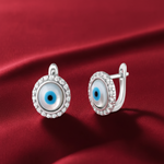 Load image into Gallery viewer, 925 Pure Sterling Silver Rhodium-Plated Contemporary Evil Eye Earring
