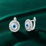 Load image into Gallery viewer, 925 Pure Sterling Silver Rhodium-Plated Contemporary Evil Eye Earring