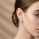 Load image into Gallery viewer, 925 Pure Sterling Silver Rhodium-Plated Contemporary Evil Eye Earring