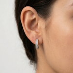 Load image into Gallery viewer, 925 Sterling Silver Diamond-Style Drop Hoop Earrings