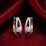 Load image into Gallery viewer, 925 Sterling Silver Diamond-Style Drop Hoop Earrings