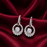 Load image into Gallery viewer, Elegant 925 Sterling Silver Halo Drop Earrings with Sparkling Stones