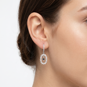 Elegant 925 Sterling Silver Diamond-Style Drop Hoop Earrings