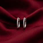 Load image into Gallery viewer, Classic 925 Silver Pavé Hoop Earrings with Dangle Crystal