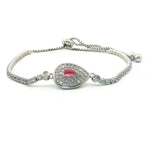 Load image into Gallery viewer, Pink Stone 925 Sterling Silver Bracelet with Adjustable Length