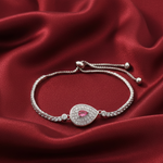 Load image into Gallery viewer, Pink Stone 925 Sterling Silver Bracelet with Adjustable Length