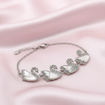 Load image into Gallery viewer, Swan 925 Sterling Silver Bracelet with Adjustable Length