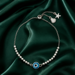 Load image into Gallery viewer, Desire Evil Eye 925 Sterling Silver Bracelet with Adjustable length Free Size