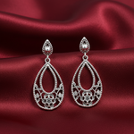 Load image into Gallery viewer, Women's Silver Push Back Darpan 925 Sterling Silver Danglers